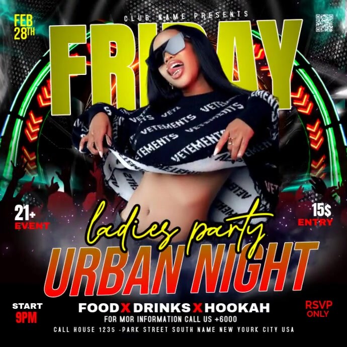 Black Joyful Friday Urban Night Instagram Post template