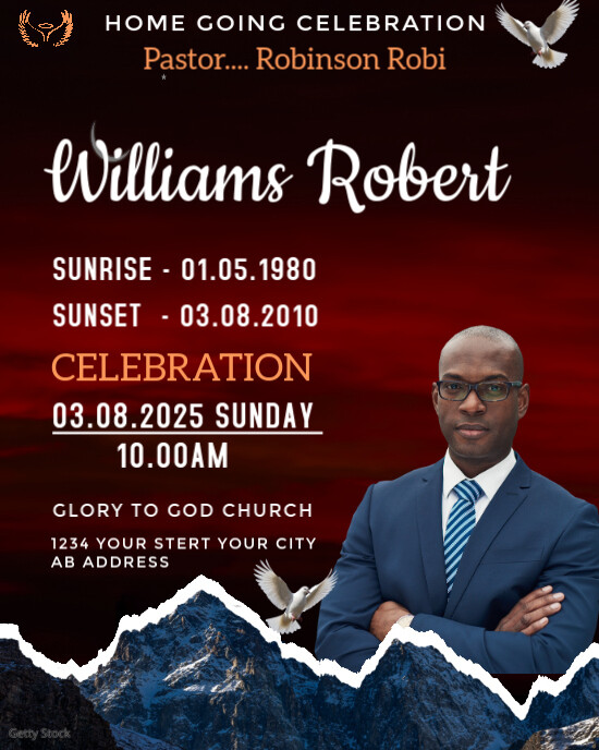 Black Joyful Funeral Memory  Instagram Portrait template