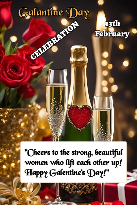 Black Joyful Galentine Day Celebration  Pinterest Graphic template