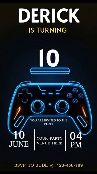 Black Joyful Game Player Birthday Digital Display (9:16) template