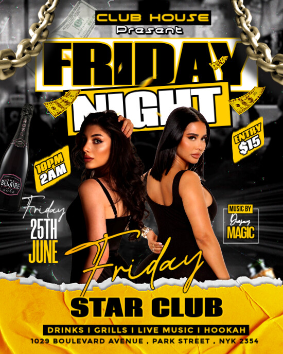 Black Joyful Girls Night Out Party Template Instagram Portrait