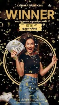 Black Joyful Giveaway / Contest Winner Announcement Template Digital Display (9:16)