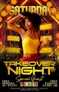 Black Joyful Good Vibes Friday Night Party, Half Page Wide template