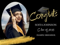 Black Joyful Graduation Announcement Yard Sign Rótulo de jardín template