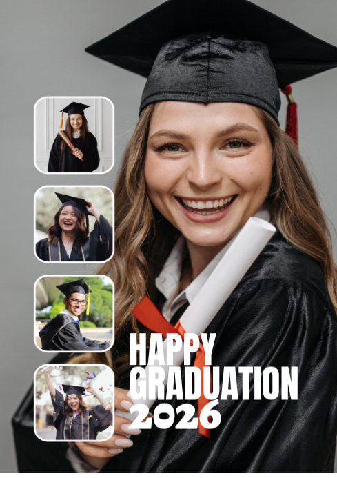 Plantilla de Negro Graduation Celebration A4 | PosterMyWall