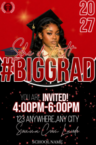 Black Joyful Graduation Celebration Poster template