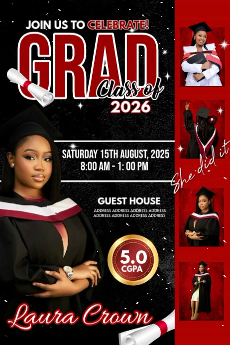 Basic Graduation Posters Graduation Celebration Posters Template | PosterMyWall