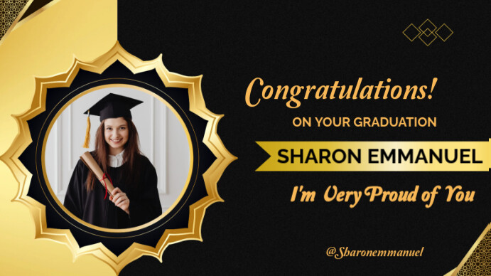Black Joyful Graduation  Digital Display (16:9) template