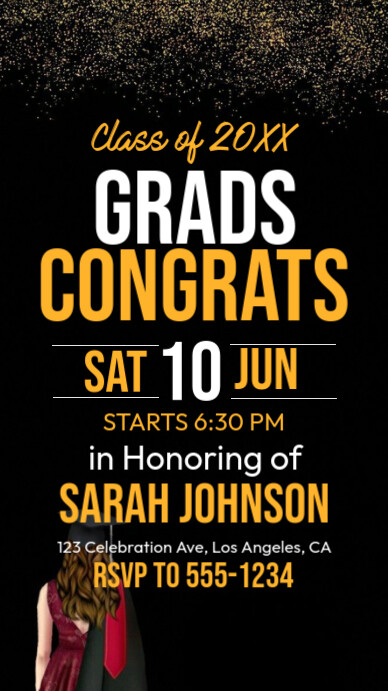 Black Joyful Graduation Party Flyer, Instagram Story template