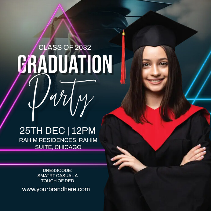 Black Joyful Graduation Party Instagram Post Template | PosterMyWall
