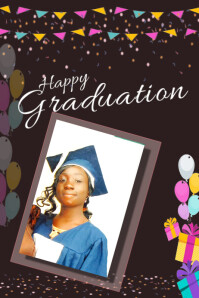 Black Black Joyful Graduation  Poster Poster Template