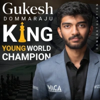 Black Joyful Gukesh Dommaraju Young Wrold Champion Instagram Post template