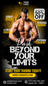 Black Joyful Gym And Fitness Instagram Story template