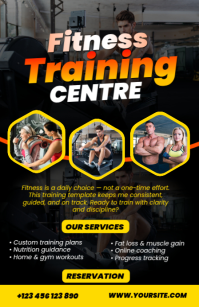 Black Joyful Gym Fitness Training Half Page Wide Szeroki pół strony template