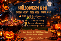 สีดำ Halloween BBQ Party Label Template