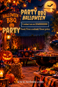 Sort Halloween BBQ Party Pinterest Graphic Template