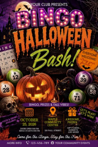 Black Halloween Bingo Event Spanduk 4' × 6' Template
