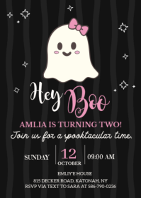 Black Halloween Birthday Invitation A6 Template