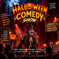 Black Halloween Comedy Show Post Instagram Template