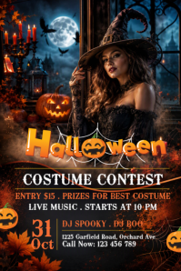 Black Halloween Costume Contest Cartel de 4 × 6 pulg. Template