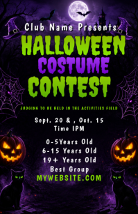 Black Halloween Costume Contest Tabloid Template