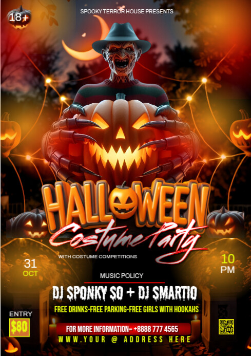 Black Joyful Halloween Costume Party Flyer A3 Template | PosterMyWall