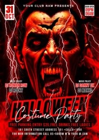 Zwart Halloween Costume Party A4 Template