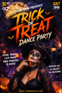Black Halloween Dance Party Plakat Template