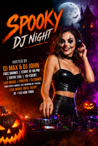Black Halloween DJ Night Poster Template
