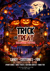Black Halloween Festival A2 Template