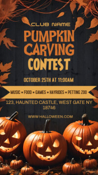 Zwart Pumpkin Carving Contest Digitale Vertoning Template