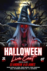 Black Joyful Halloween Horror Night Party Flyer Poster Plakkaat template