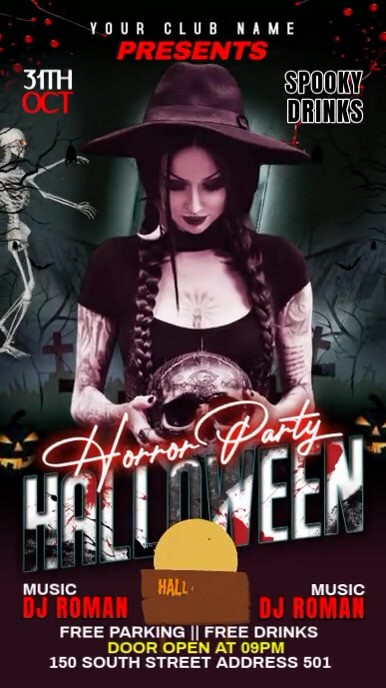 Black Joyful Halloween Horror Night Party  Youtube Short template