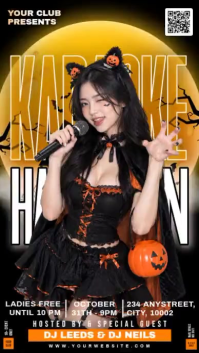 Czarny Halloween Karaoke Event Ekran reklamowy Template