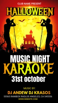 Black Joyful Halloween Karaoke Music Night Pa Instagram Story template