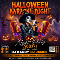 Negro Halloween Karaoke Night Instagram na Post Template