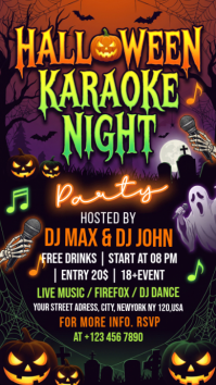 Black Halloween Karaoke Night Instagram Story Template