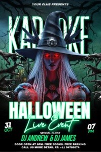 Black Halloween Karaoke Event Poster Template