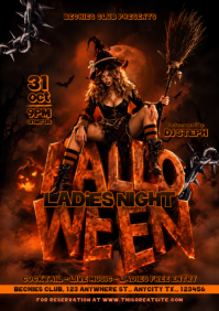 Черный Halloween Ladies Night A4 Template