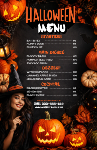 黑色 Halloween Menu Tabloid Template