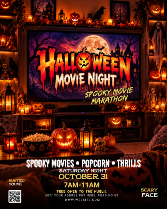 Halloween Movie Marathon Template | PosterMyWall