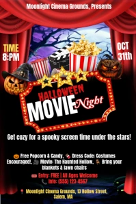 Black Joyful Halloween Movie Night  Pinterest Graphic template