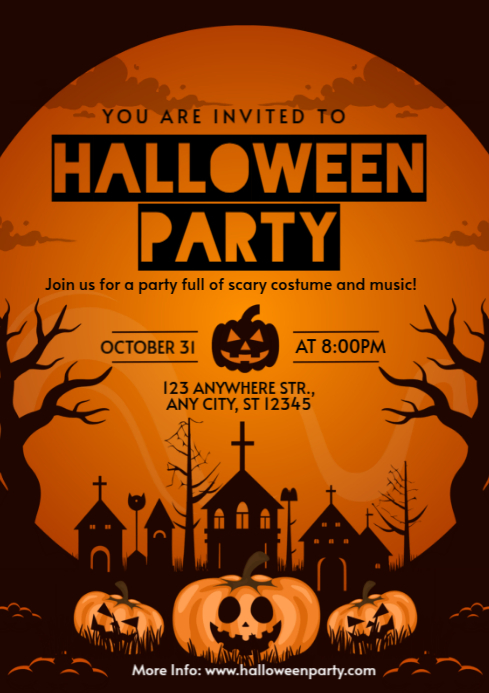 Black Joyful Halloween Night Party A4 Template | PosterMyWall