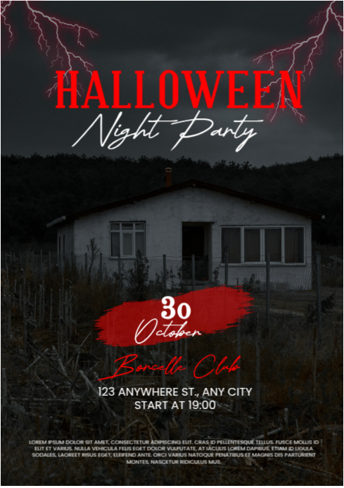 Black Joyful Halloween Night Party A4 Template | PosterMyWall