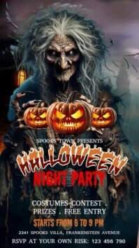 Черный Halloween Night Party Ekran reklamowy Template