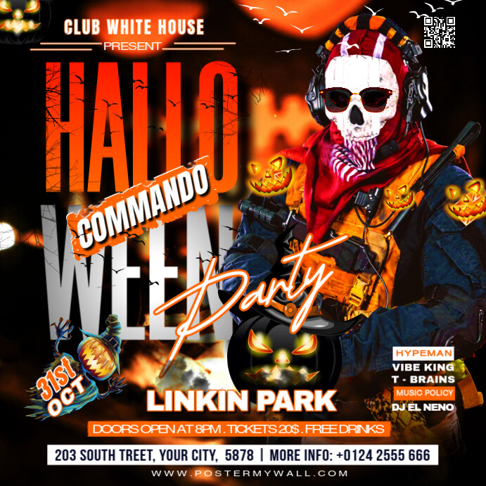 Plantilla de Black Joyful Halloween Night Party Instagram Post ...
