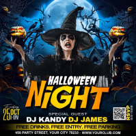 Black Halloween Night Party Сообщение Instagram Template