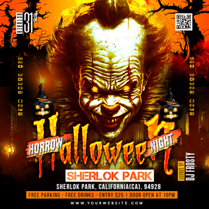 Plantilla de Black Joyful Halloween Night Party Instagram Post ...