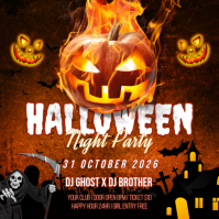 Negro Halloween Night Party Instagram Plasing Template