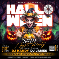 Black Halloween Night Party Сообщение Instagram Template